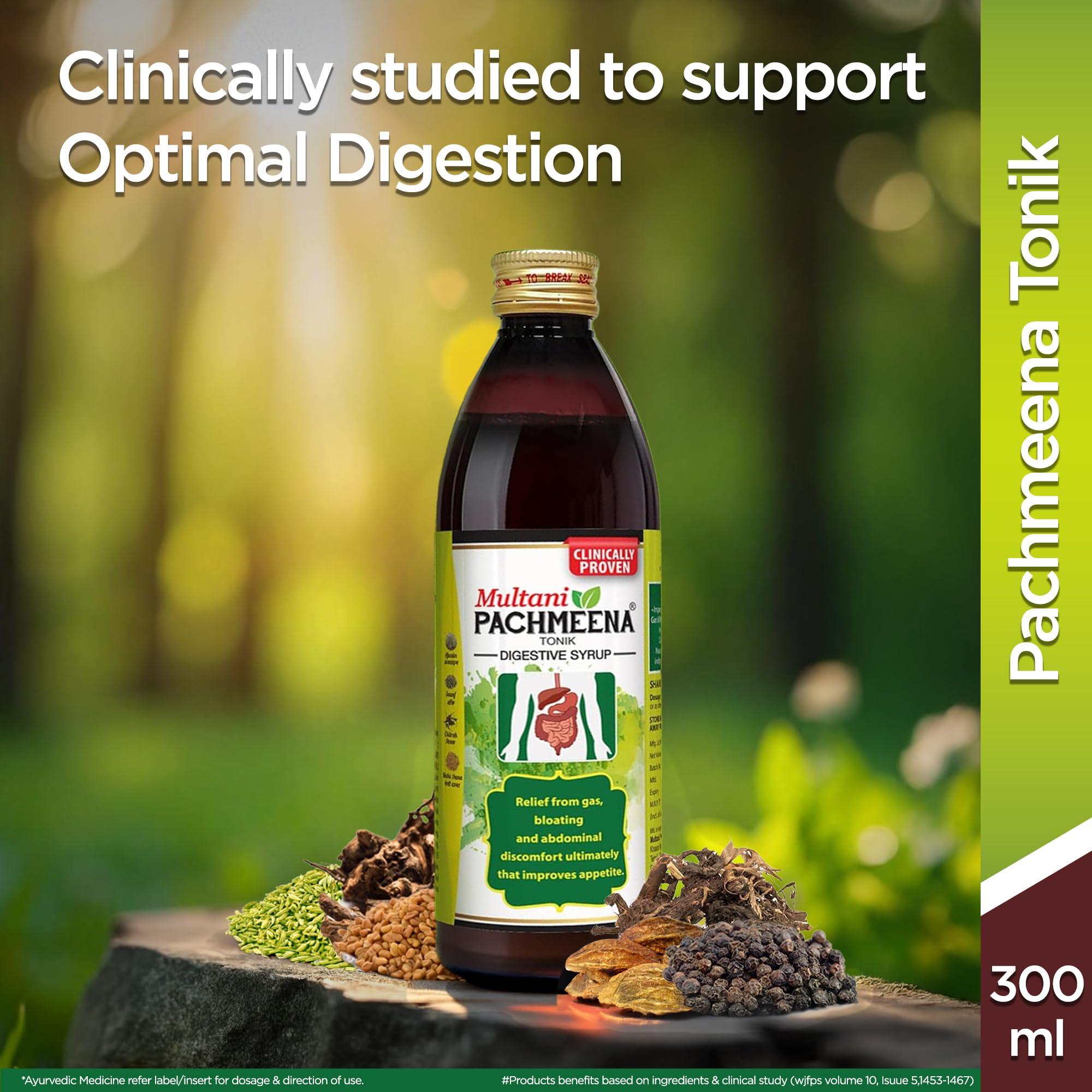 Multani Multani Pachmeena Tonik Digestive Syrup |Ayurvedic Products For Better Digestion | Relief From Gas, Bloating, Abdominal Discomfort | Improves Appetite 100% Natural & Ayurvedic | 300 Ml