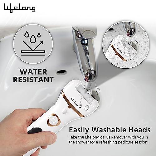 Lifelong Lifelong Callus Remover for Feet | 1 Year Warranty | Foot Scrubber for Dead Skin, 3 Roller Heads, Feet Dead Skin Remover, Pedicure Machine, LED Display, Fast Charging, 2 Hour Runtime (White)