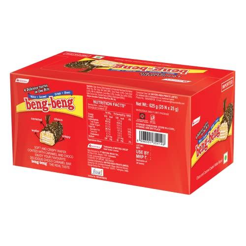 beng -beng beng -beng - Chocolate Caramel Wafer Crispy Bar|4 Delicious Layers In 1 Bite - 625Gm|25Gm X Pack of 25 (pack of 1)