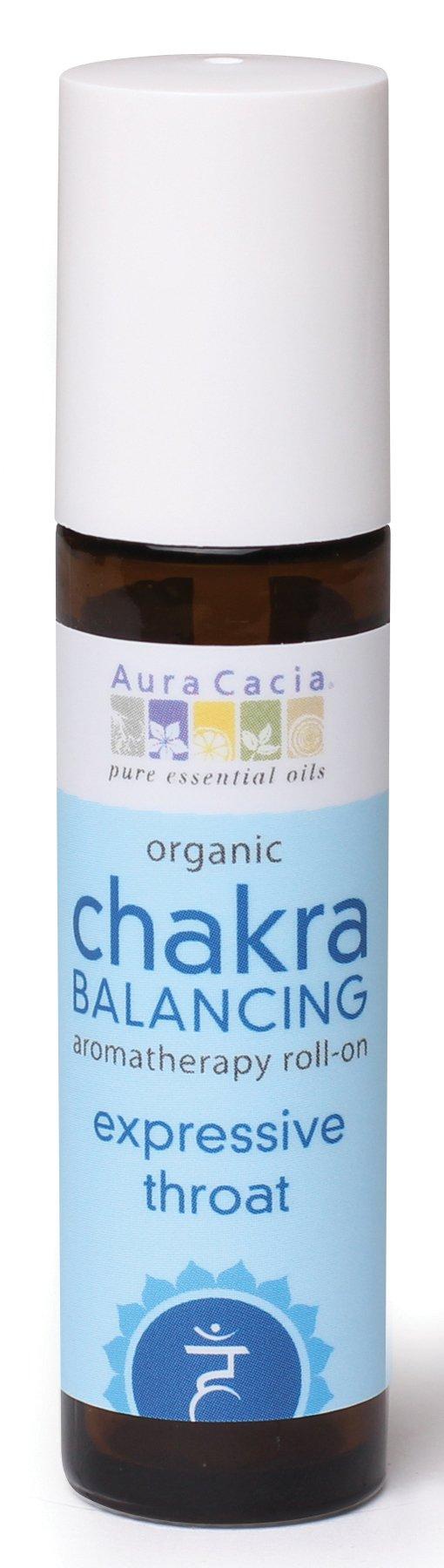 Aura Cacia Aura Cacia, Organic Chakra Balancing Aromatherapy Roll-On, Expressive Throat, 0.31 fl oz (9.2 ml)
