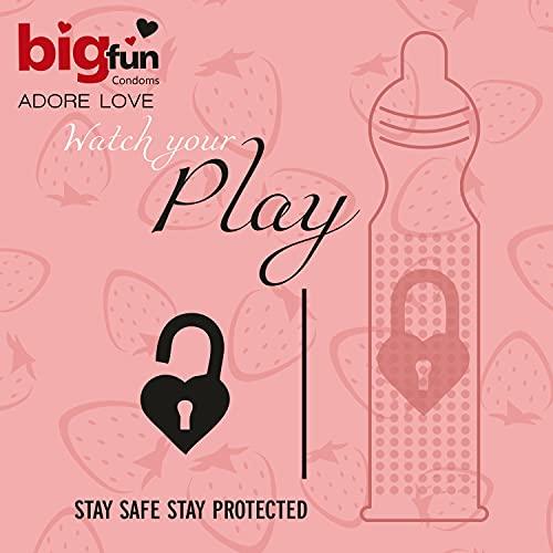 BIGFUN Bigfun Flavoured Dotted, Ribbed & Contoured Long Last Condoms For Men Count 10 - Total 30 Pcs (Juicy Strawberry, Pack of 3)