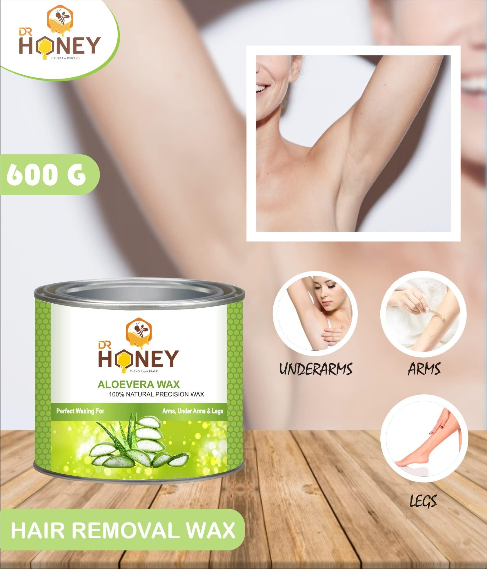 DR HONEY DR HONEY Combo Heater and aloe Vera wax | Hair Removal Waxing Kit Women (green color wax) aloe Vera wax and wax heater strip and stick 600 gram for all skin type full body wax aloe Vera wax