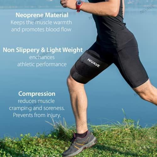 Nivave Nivave Thigh Compression Adjustable Neoprene Sleeve Support Brace for Pain Relief - Hamstring Quad Wrap (Thigh Compression, One Size)