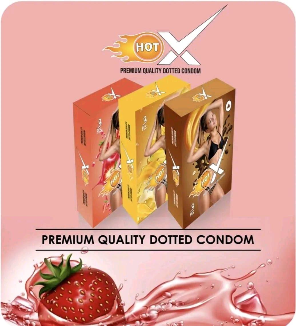 HOTX Thinnest Condom | EXTRA DOTTED Condom | Super Thin | Combo Pack of 100 Condoms, 10 Pcs Each