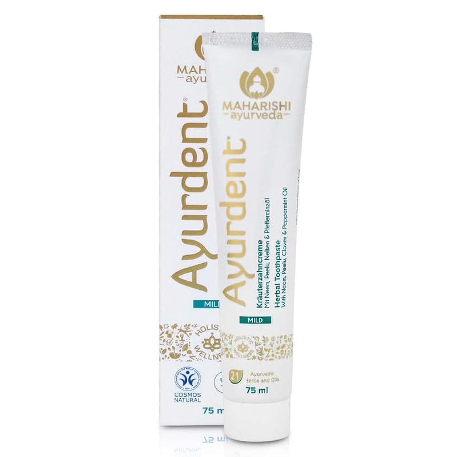Maharishi Ayurveda Maharishi Ayurveda Ayurdent Mild Herbal Ayurvedic Toothpaste - All Natural|21 Ayurvedic Herbs|Whitens&Strengthens Teeth|Helps Fight Plaque, Tartar, Cavity, Tooth Decay&Bad Breath|75 Ml, Pack of 1