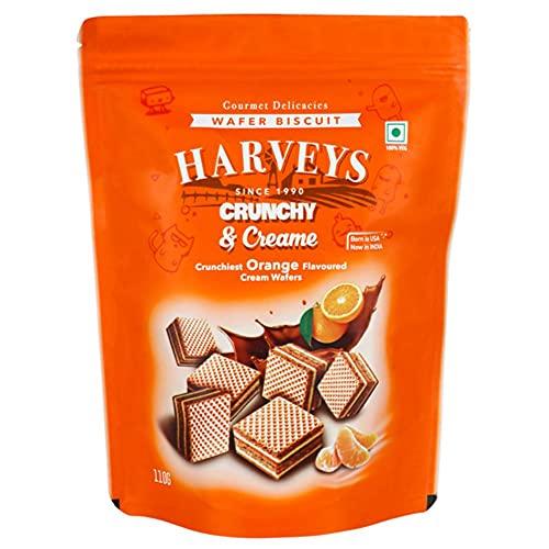 Harveys Harveys Crunchy & Creame Premium Wafer Pouch | Chocolate, Vanilla, Strawberry & Orange Flavours | Pack of 4 | 110 gm x 4