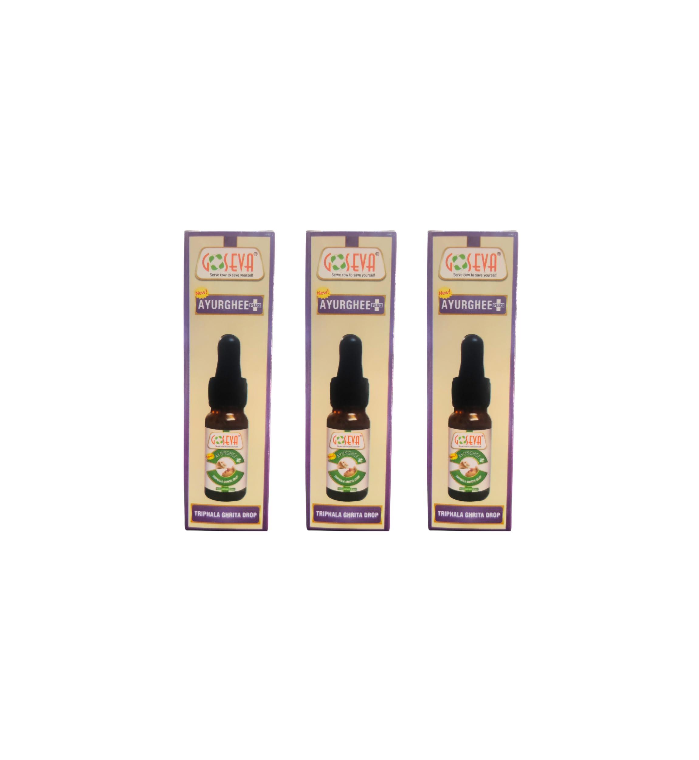 GOSEVA Triphala Ghrita Nasya 10ml [Pack of 3] | Ayur Ghee | Use as Nabhi Oil | Use as Belly Button Oil | Gir Cow Panchagavya Nasya | Ghee Nasya | Nasya Karma Kit | Ayurvedic Nasal Drop