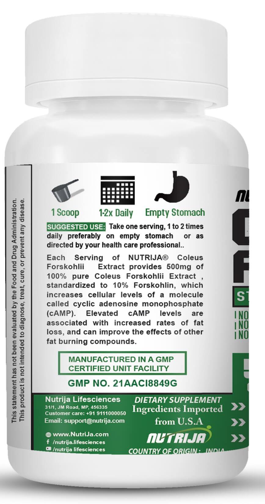 NutriJa NutriJa Coleus Forskohlii Extract 500mg (100% pure Coleus Forskohlii Root Extract, standardized to 10% Forskohlin) - 50 Grams