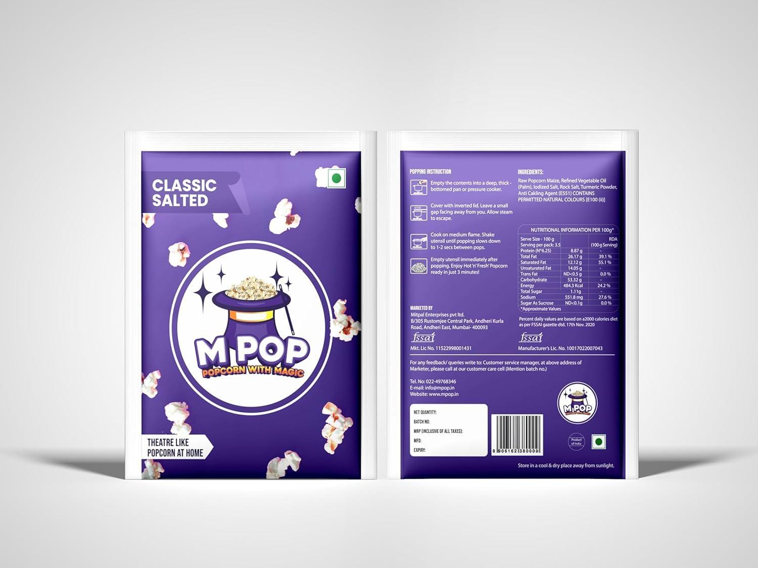 M POP M POP Classic Salted Instant Popcorn with Magic | Theatre Like Popcorn at Home (70g, Pack of 10)