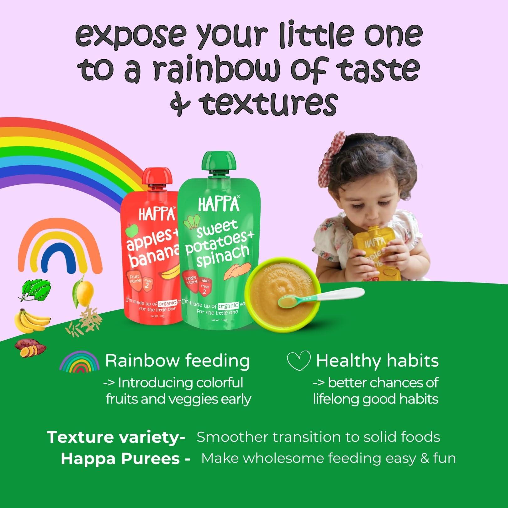 HAPPA Happa Organic Baby Food Puree Grain and Fruit Blend Pack of 4