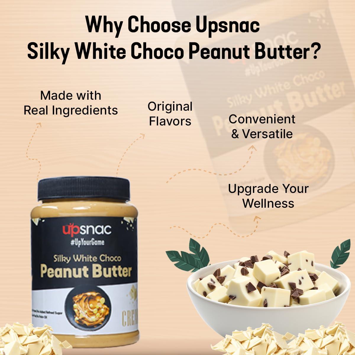 UPSNAC Upsnac Silky White Chocolate Peanut Butter Creamy 900g | High Protein | Tasty & Healthy Nut Butter Spread | No Refined Sugar | Zero Trans Fat | Cholesterol Free & Gluten Free