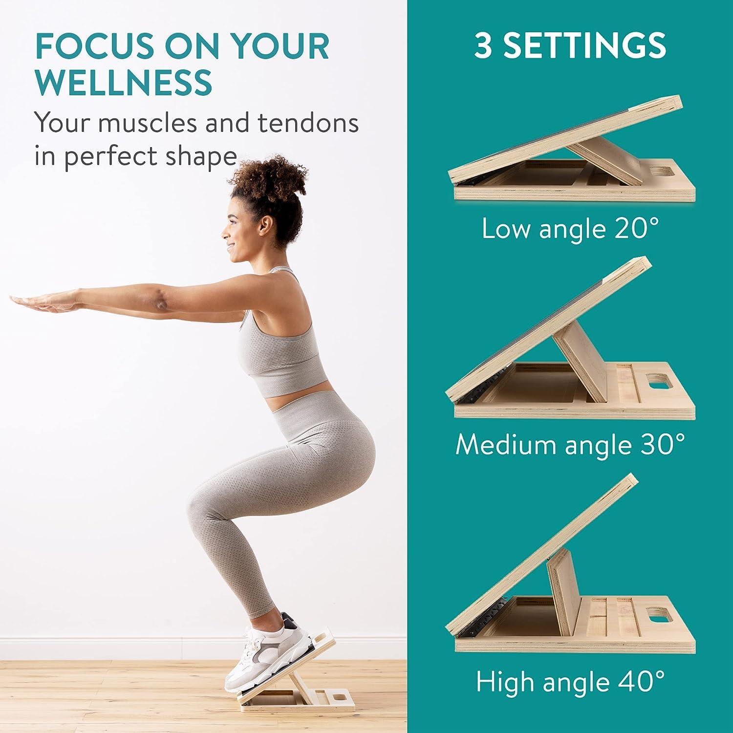 Health benefits Health benefits Wooden Slant Board - Calf Stretch Adjustable Incline Board Portable Anti-Slip for Pain Relief from Plantar Fasciitis Tendinitis and More