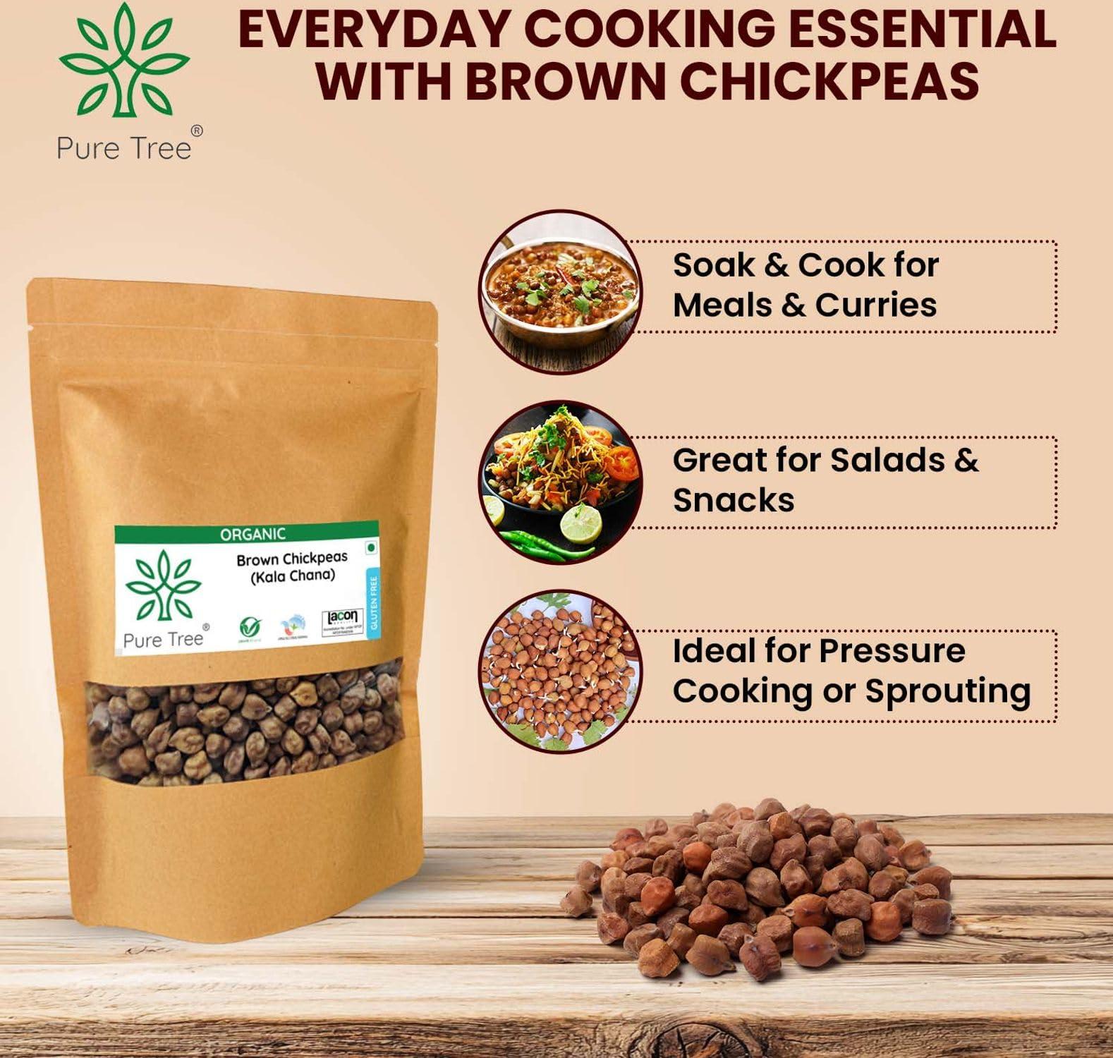 Pure Tree Pure Tree Certified Organic Kala Chana | 900 g | Brown Chickpeas | Desi Chana | Chana Whole Kadle Kalu Plant Based High Protein Kondakadalai | Black Gram Whole Black Chickpeas