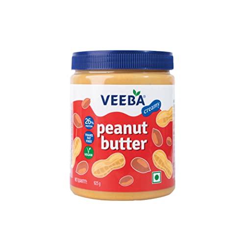 VEEBA Veeba Creamy Peanut Butter| High Protein | Naturally Gluten Free | Vegan | Trans Fat Free | No Added Preservatives | No Added Colour & Flavour | Non GMO | 925g