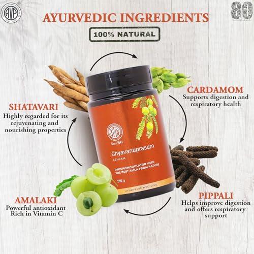 AVP THE ARYA VAIDYA PHARMACY (COIMBATORE) LTD AVP Organic Chyawanprash | Sugarfree | 3X Immunity Booster | Enhances Strength & Stamina | Age Defying Formula | All Age Groups | No Preservatives | No Chemicals | Made with 44 Ayurvedic Herbs | 250 g