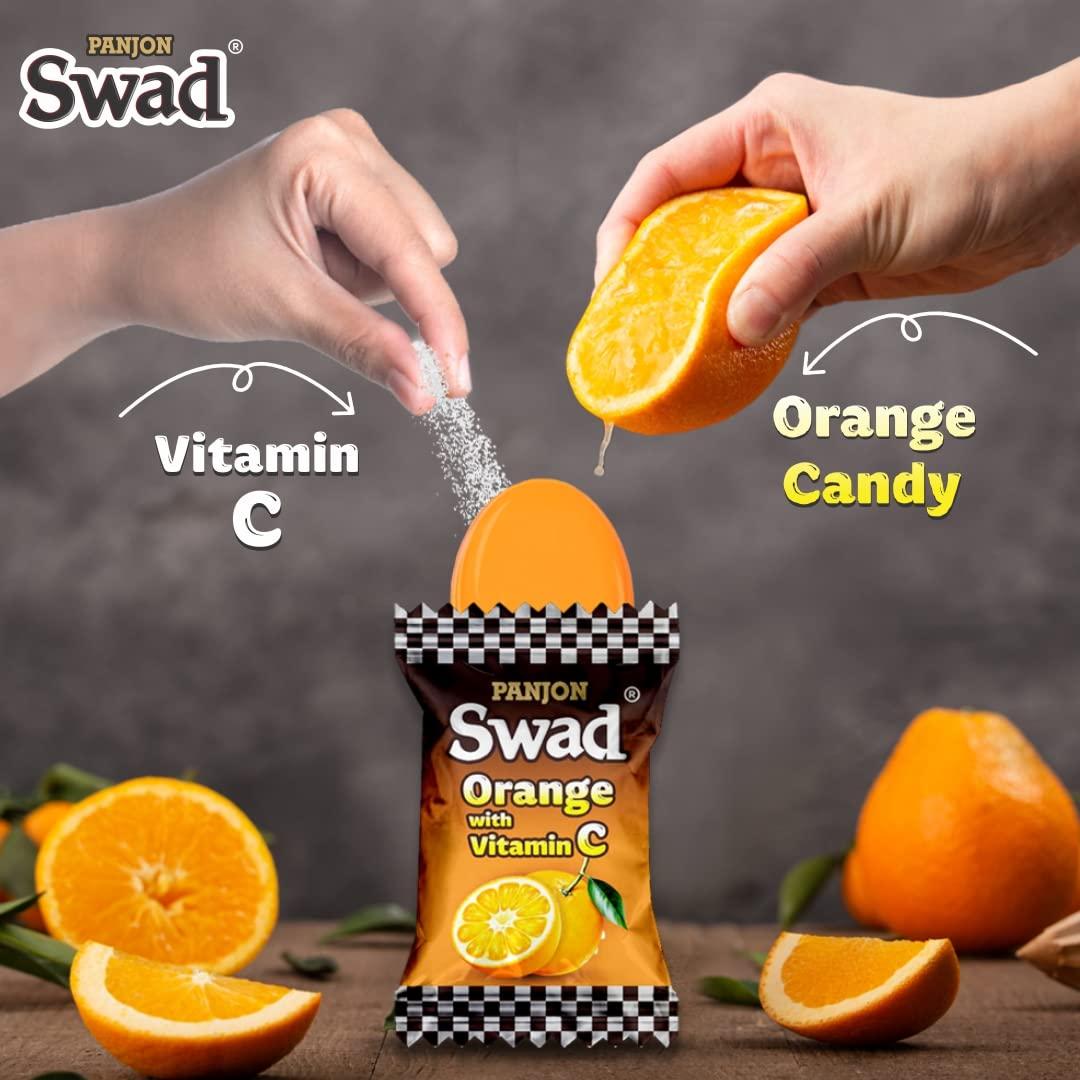 Swad Swad Orange Candy with Vitamin C for Immunity 200 Toffee Jar & Swad Original 50 Toffee Pack, 2 units