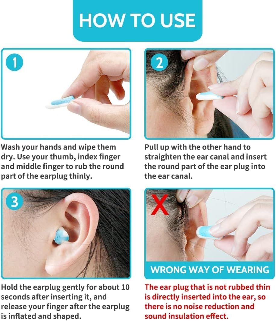 SKINPLUS SKINPLUS Noise Cancelling Earplugs for Sleep - 60 Pairs, 38dB Ear Plugs for Sleeping, Snoring, Shooting, Mowing Loud Sound Reduction- Light Blue/White