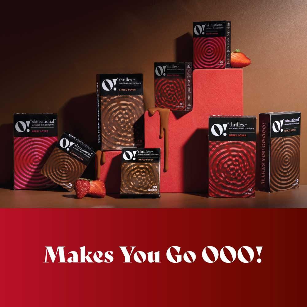 O! O! Thrillex Multi-Textured Flavored Condoms for Men | Dotted, Ribbed & Contoured Condom with Extra Lubrication |
