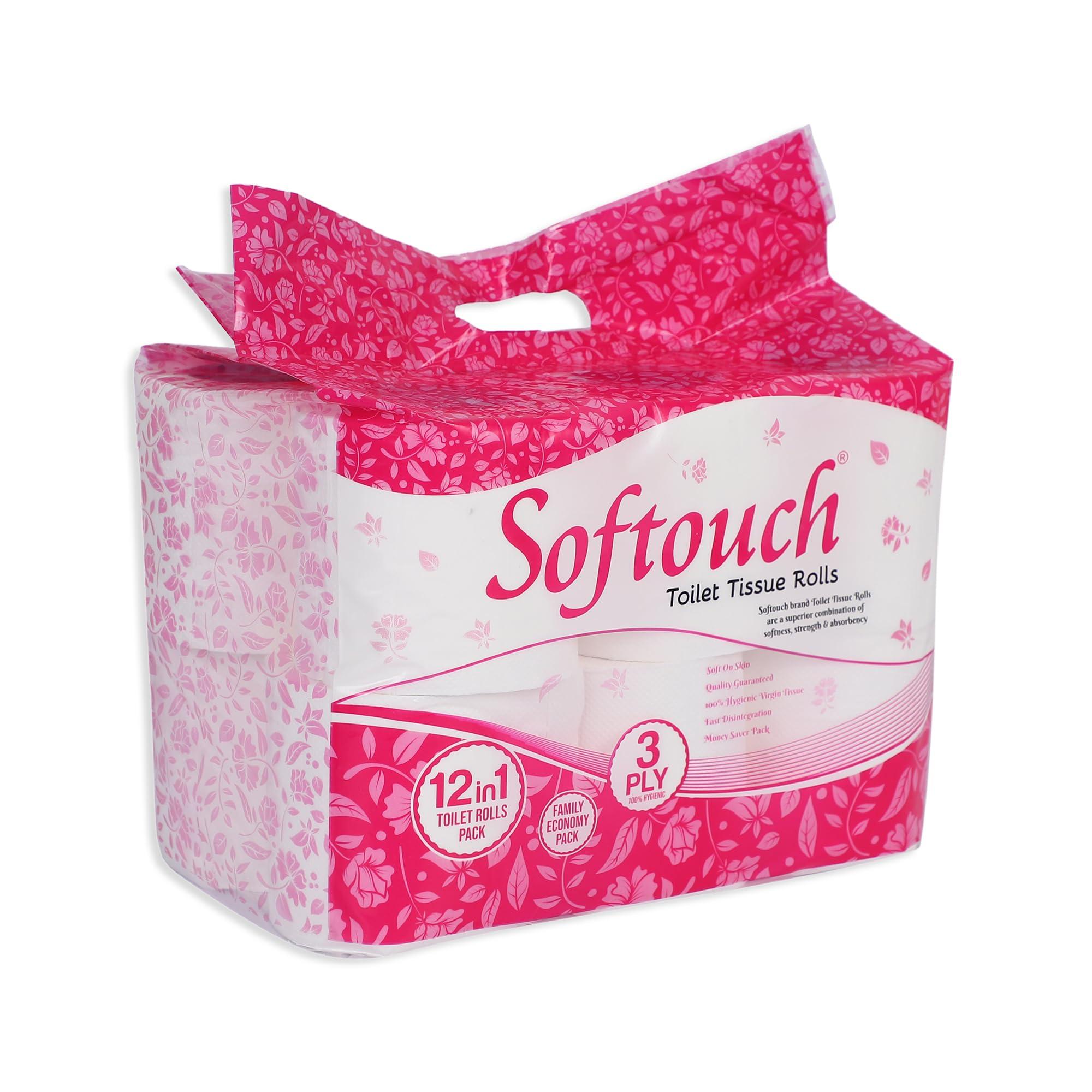 Softouch Softouch 3 Ply Premium Toilet Tissue Paper Roll 12 Rolls