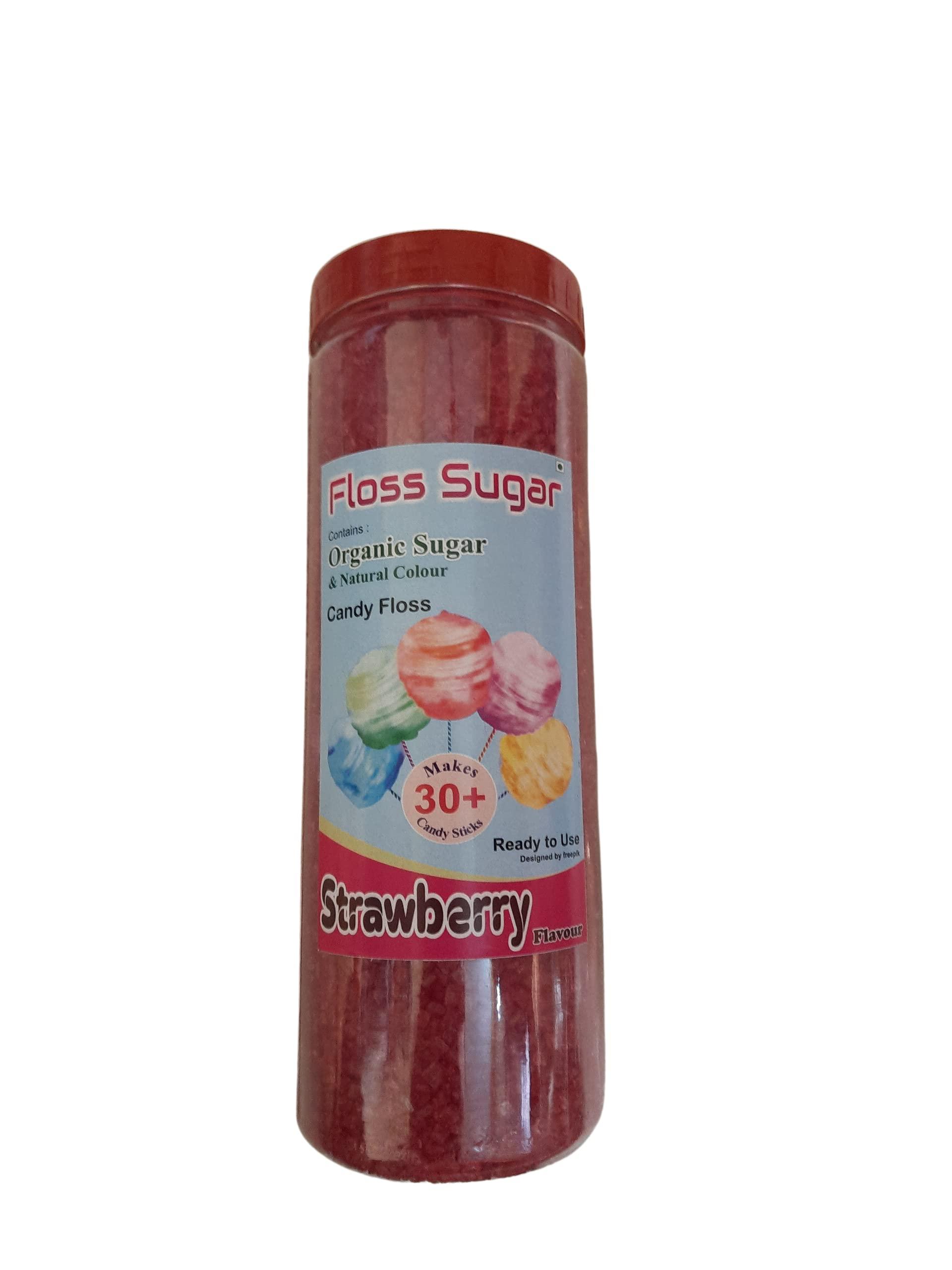 CLICK FOOD PRODUCTS Candy Floss Sugar / Cotton Candy Sugar / Flavoured Sugar Strawberry Flavour 500 gms (Organic Sugar & Natural Colours)
