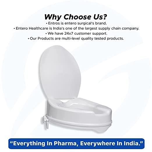 NEOSAFE NEOSAFE Portable Lightweight Plastic Toilet Commode Seat Raiser Elevator Extension with lid cover Ideal for Handicap, Knee Patients, Old Senior Citizen (White, Size: 6 Inch)