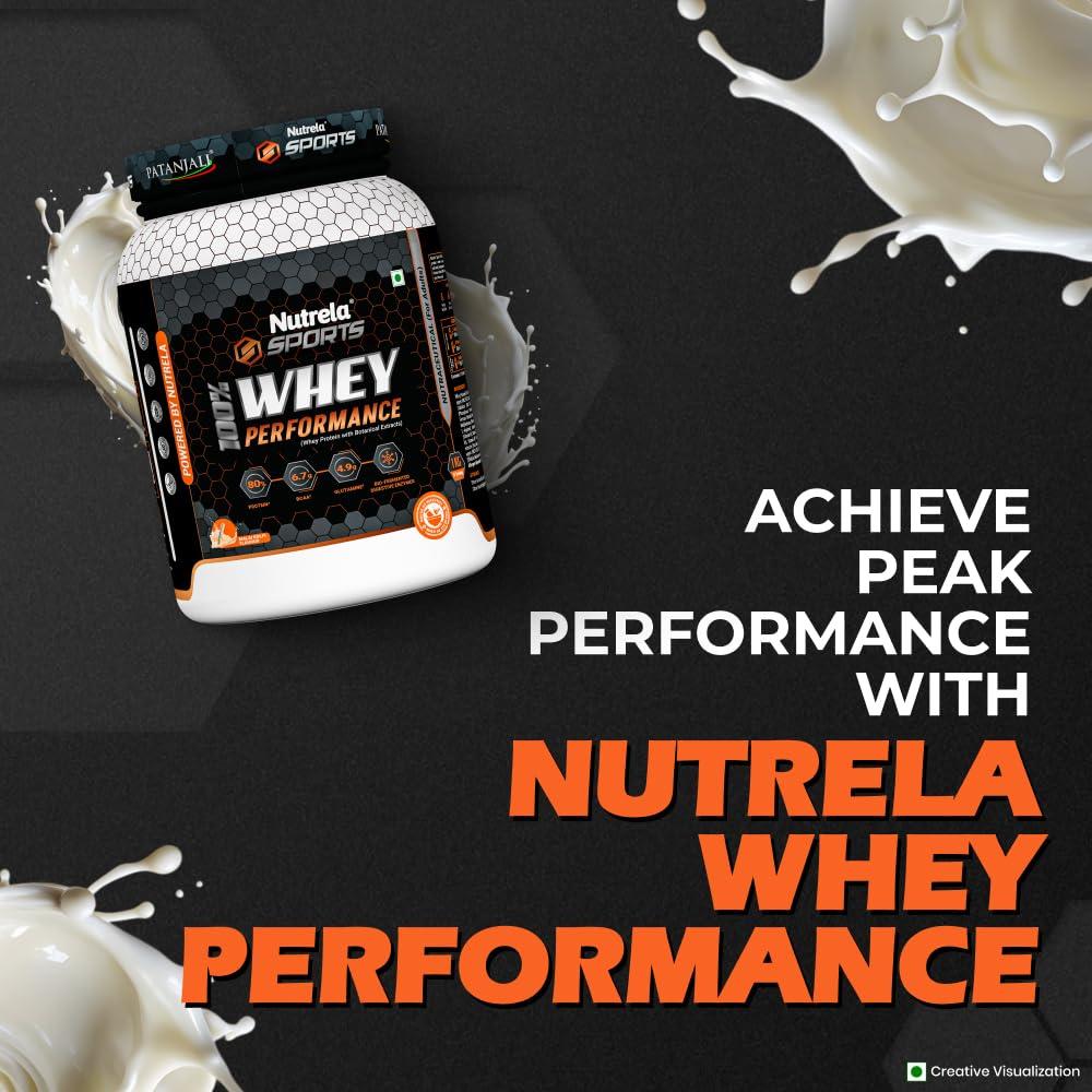 NUTRELA NUTRELA Sports Patanjali Premium 100% Whey Concentrate with Isolate Protein Powder | 80% Protein, 6.7g BCAA, 4.9g Glutamine |1kg  Malai Kulfi Flavour