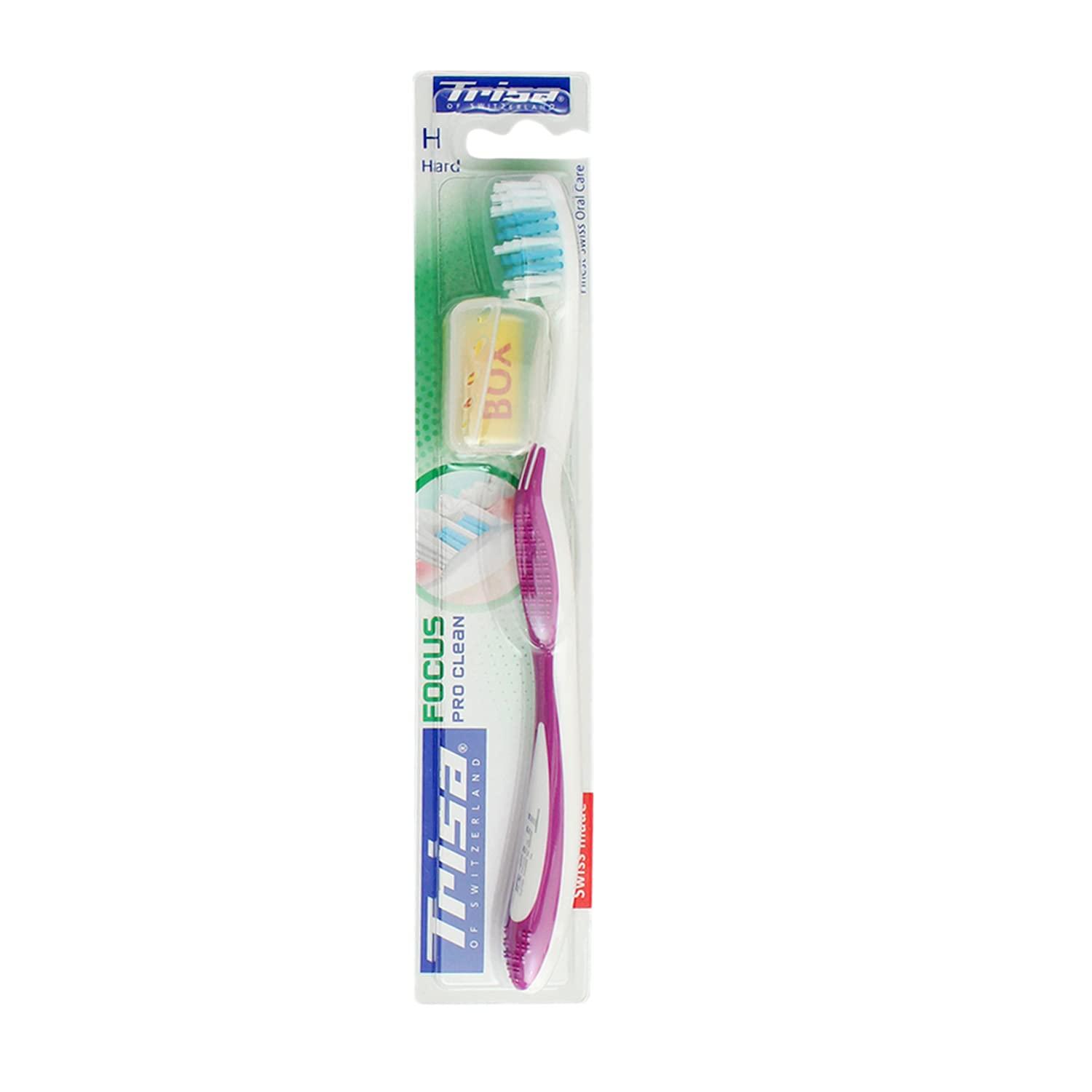 TRISA TRISA 8 Years And Above Focus Pro Clean Soft Manual Toothbrush With Hygiene Cap (Assorted Color), 1 count