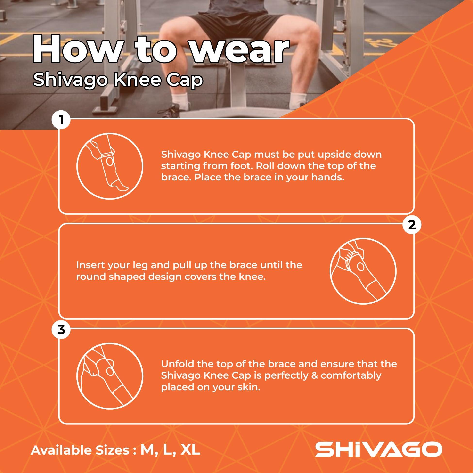 SHIVAGO SHIVAGO 3D Seamless Compression Knee Cap Pain Relief Knee Support for Men Women Gym Knee Sleeve Leg Braces (SVGVCT0011, M)