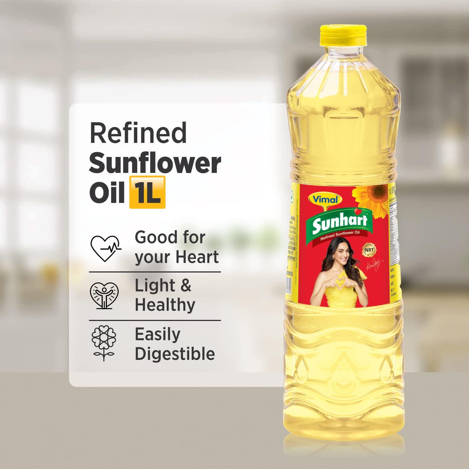 Vimal Vimal Sunhart Sunflower Oil: Refined for Optimal Nutrition | Healthy Cooking Oil for All Your Culinary Needs | 1L
