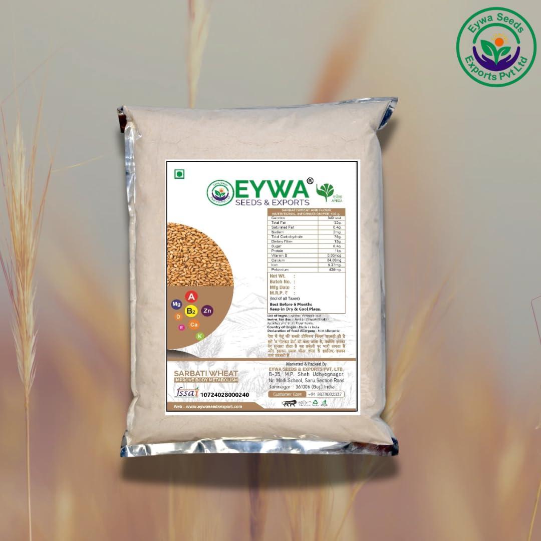 Eywa Seeds & Exports Pvt Ltd SHARBATI WHEAT FLOUR (10 KG) for eating and cooking | Pearl Millet Flour | Produce of India from Organic Farms | BY EYWA