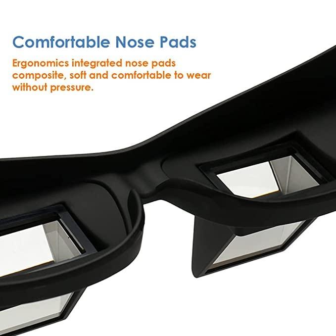 CHITDAX CHITDAX Lazy Prism Eye Glasses Lying Down Bed Horizontal Watching TV Reading Spectacles Horizontal Glasses - Black,Pack Of 1