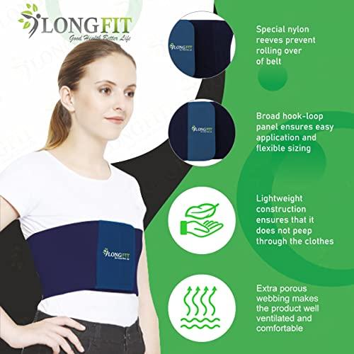 Longfit Longfit Rib Belt Elastic Chest Wrap Injury Binder Compression & Support for Men & Women Back & Abdomen Support (L, Blue)