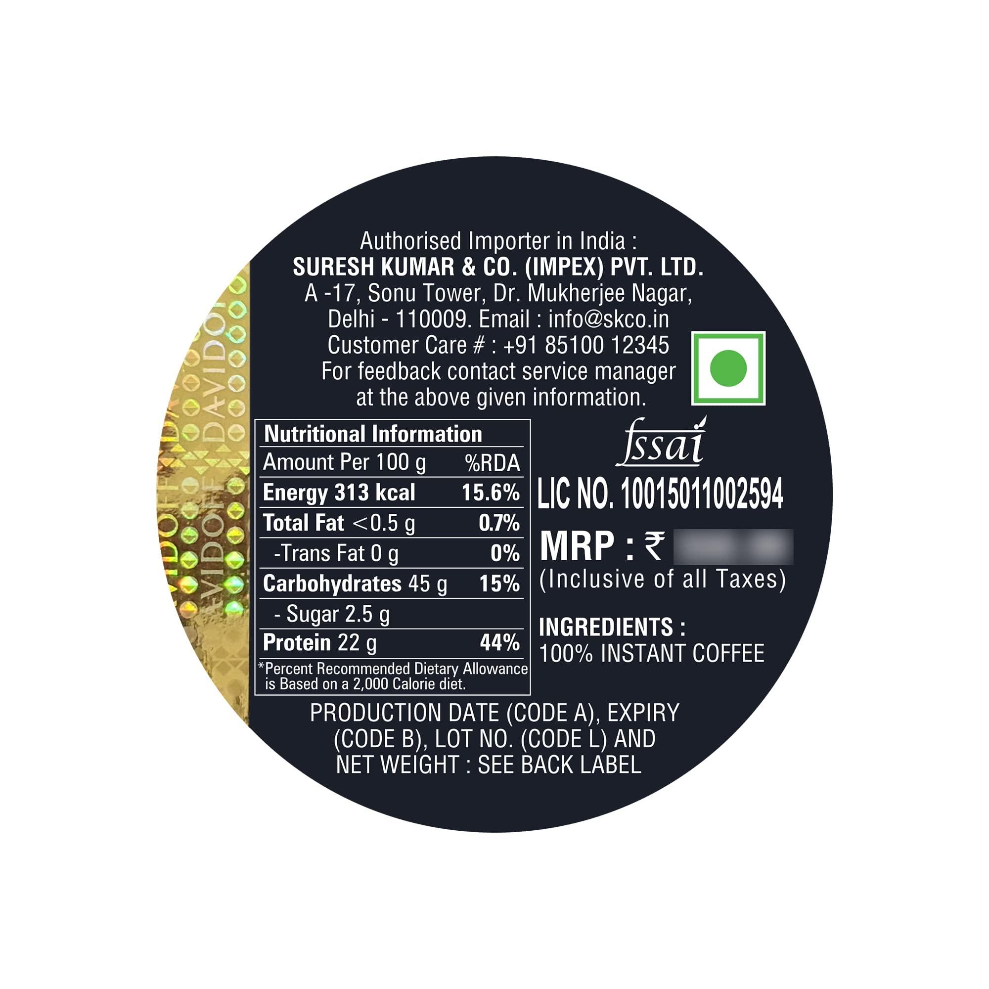 Davidoff Davidoff Crema Intense Instant Coffee - 9/12 Intensity - 90 G Pack Of 2 - Powder, Glass Bottle