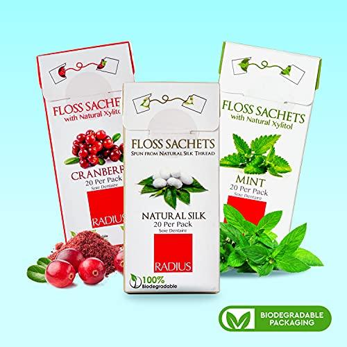 RADIUS RADIUS Vegan Floss Sachets with Natural Xylitol, Cranberry, 20 Count