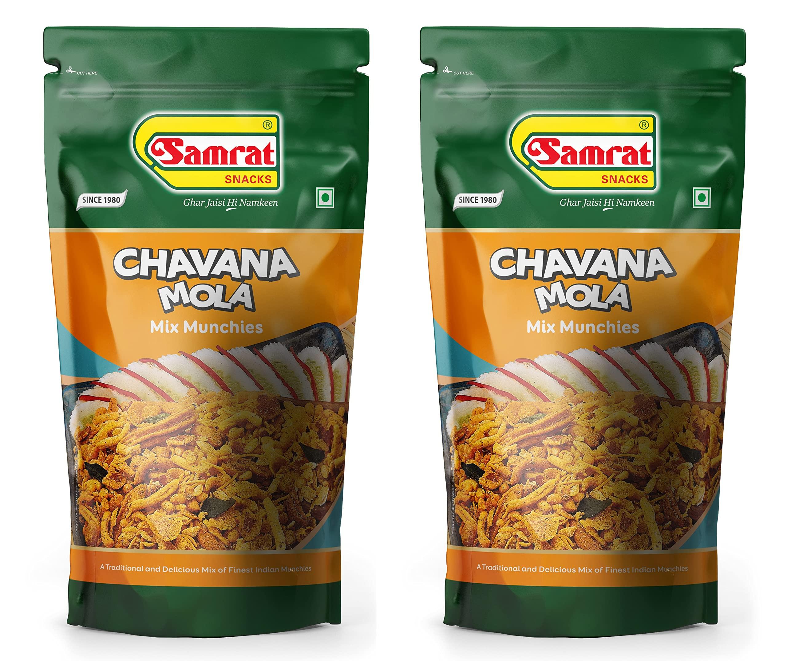 SAMRAT SAMRAT| CHAVANA MOLA Mix Munchies Mild Taste Namkeen|Ghar Jaisi Hi Namkeen|Healthy Snacks|Every Day Fresh Indian Snacks |Traditional Indian Snacks| (PACK OF 2 (2X400G))
