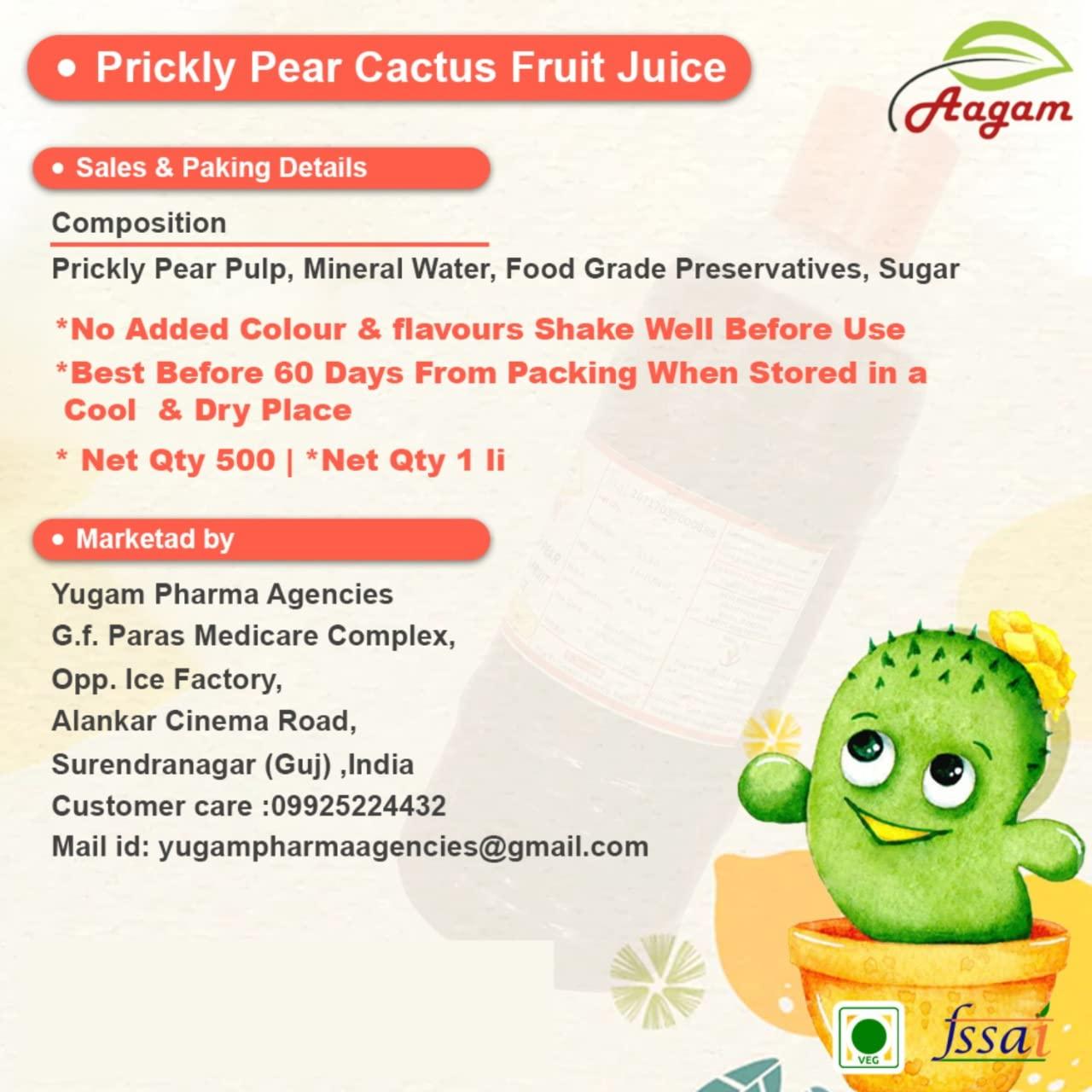 NEMI Prickly Pear findla fruit Cactus juice sugar free 1000ml vitamin c red colour Pack of 2 (1Ltr+1Ltr)