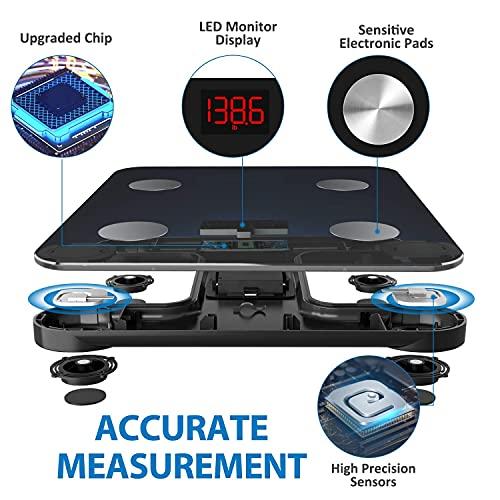 Glaceon Glaceon Bluetooth Body Fat Scale Smart BMI Scale Digital Bathroom Weight Scale, Body Weight Measurement Scale with Smartphone App