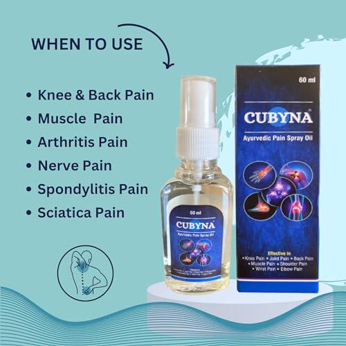 CUBYNA CUBYNA Natural Ayurvedic Pain Oil 60 ml Travel Pack (Spray Type) Blend of 14 Ayurvedic Herbs, Quick Absorption, 1 Pack = 1