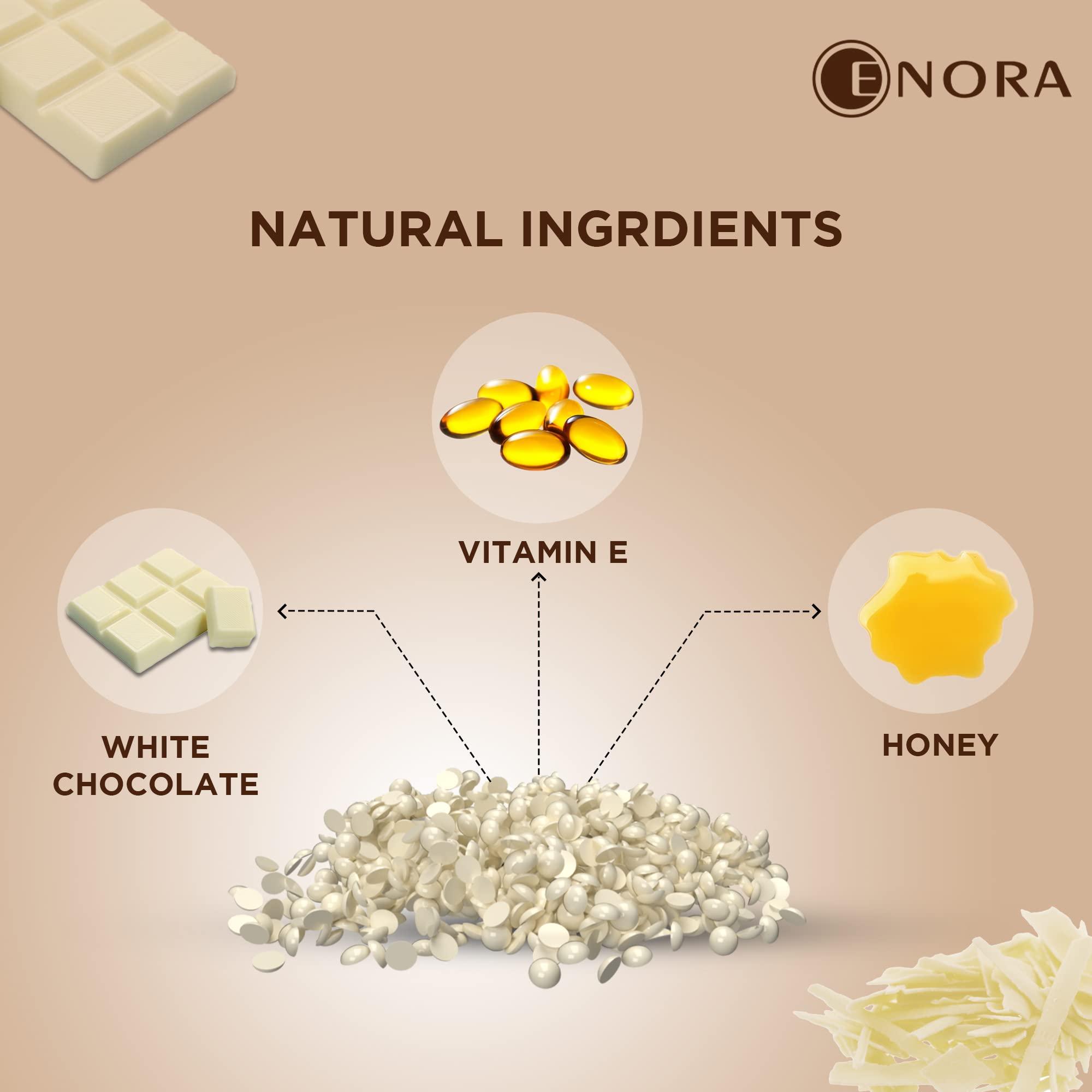 ENORA ENORA Hair Removal Brazilian Hard Wax Beans For Face, Eyebrow, Back, Chest, Bikini Areas, Legs, Arms And Beards,Black Head, Tan, Dead Skin | Smooth | (300 Gram, WHITE CHOCOLATE)