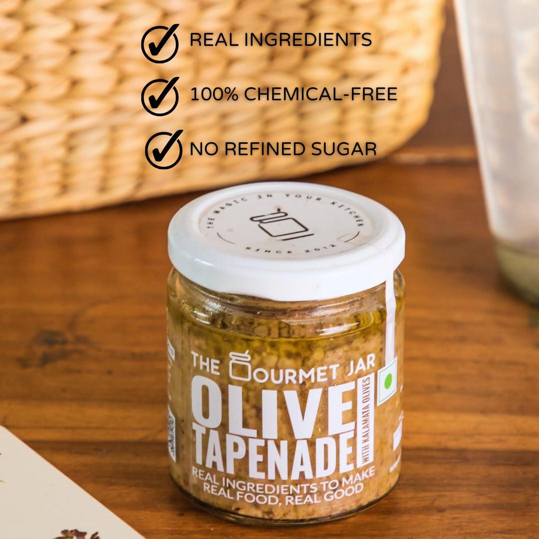 The Gourmet Jar The Gourmet Jar Olive Tapenade for Sandwich and Pasta - Nutty Dip with Kalamata Olives - Gluten Free - Nut Free Spreads - 180 Gm, Pack of 1