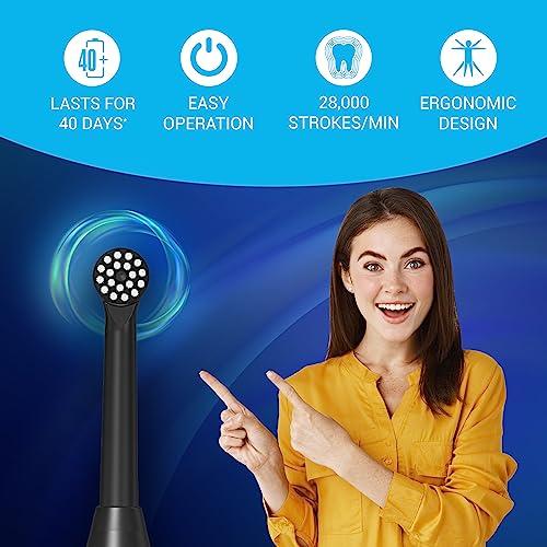 Ant Esports Ant Esports Alpha 360 Oscillation Electric Toothbrush with 2 Brush Heads, Sonic Toothbrushes 28,000 VPM, IPX7, Ergonomic Designs, last long for 40days - Black