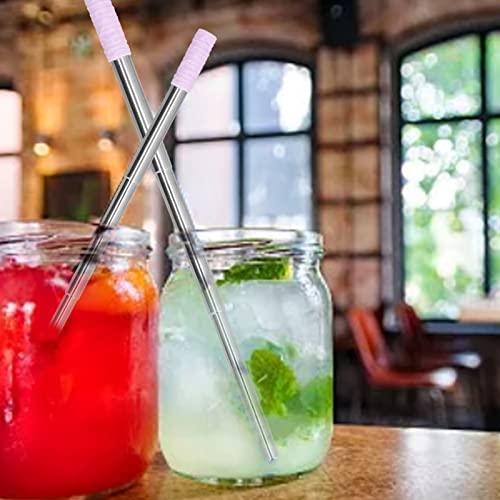 Ironctic Foldable Straw, Easy to Clean Durable Telescopic Drinking Straw with Brush for Drinks for Coffee(Lavender)