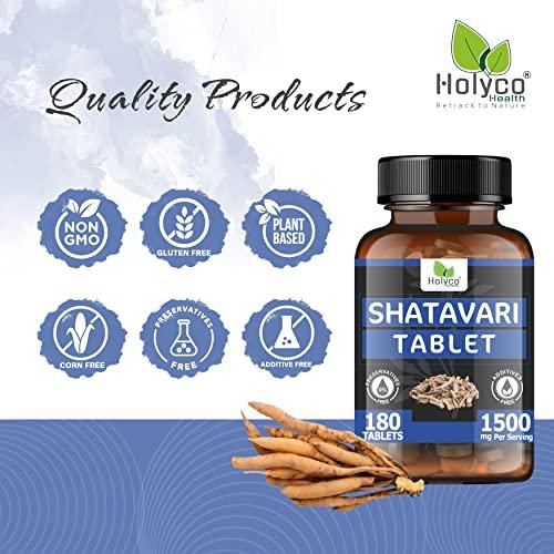 HOLYCO HEALTH - RETRACK TO NATURE Shatavari Tablet - 180 tablets | Known as Wild Asparagus racemosus, Satavar, Satmuli, Shatamuli, Satavari tablets | Natural, No Additives and Preservatives