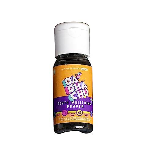 Da Dha Chu Da Dha Chu Tooth Whitening Powder - Natural Ayurvedic Herbal Solution with Activated Charcoal for Healthy Gums, Cavity Protection, Enamel Safe and Stain Removal - (34 gm x 4 - Pack of 4)