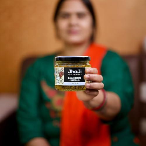 JhaJi - Taste of Mithila JhaJi - Taste of Mithila Oal Ginger Chilli Mix Pickle | Tangy, Spicy, And Gingery Aftertaste | Grated Jimikand Pieces | Sun-Dried | Bihari-Style Homemade Pickle, 500G