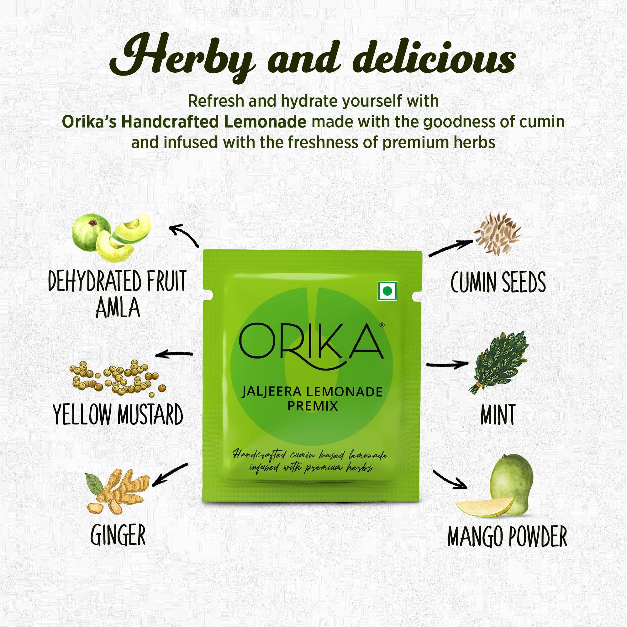 Orika Orika Jaljeera, Masala & Portuguese Lemonade Variety Pack | 60 Sachets (20 Sachets Each Flavour) 1.14kg | Infused with Premium Herbs | Handcrafted Instant Drink Premix | Refreshing Summer Drink