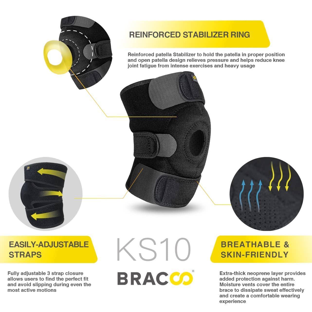 Bracoo Bracoo Breathable Neoprene Knee Support, One Size, Black,Manufactured by: Yasco