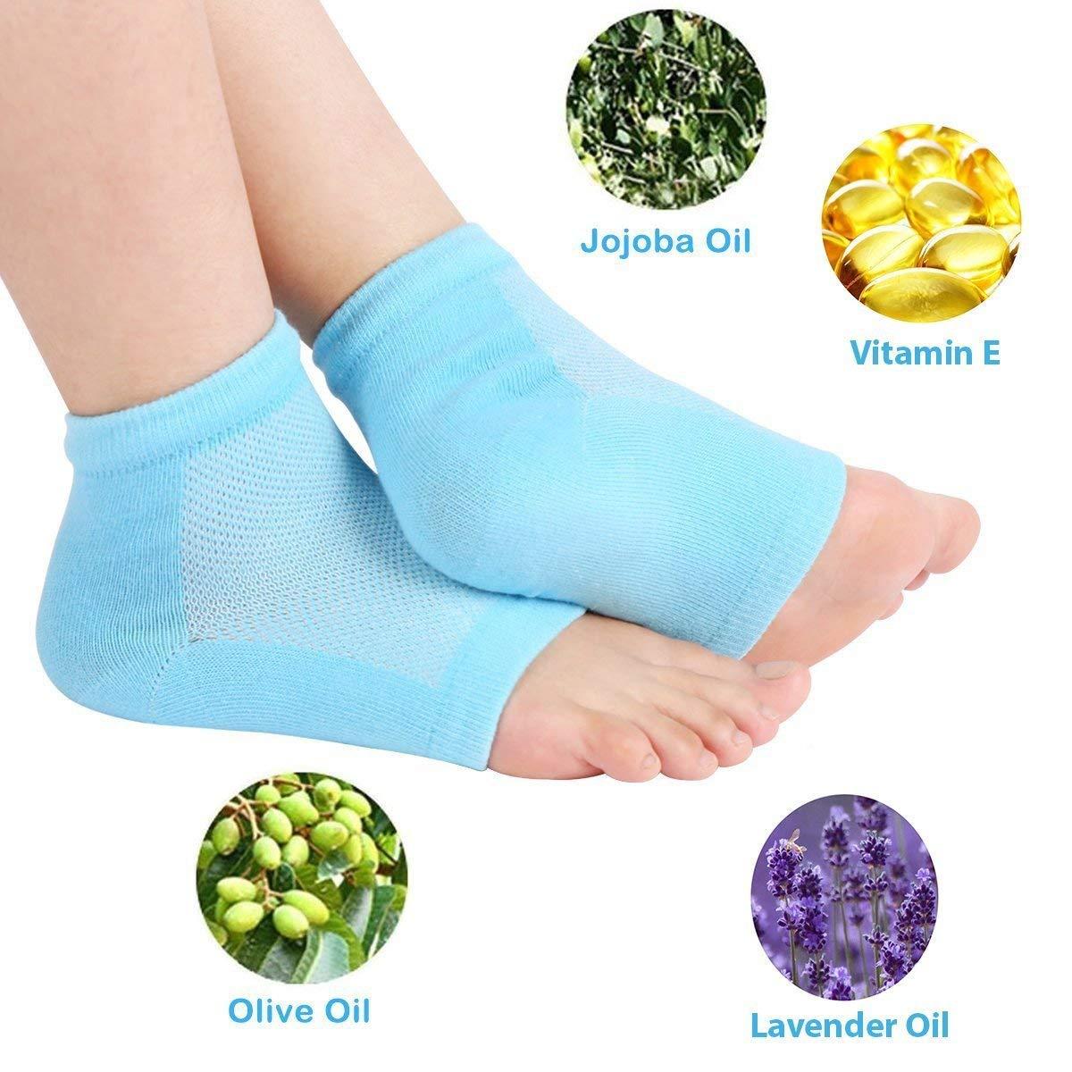 KMART KMART Unisex Silicone Gel Heel Socks with Spa Botanical GelPad, 2 Count (Blue)