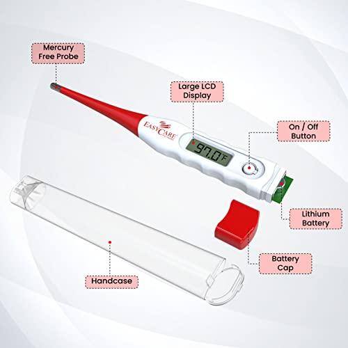 EASYCARE EASYCARE (EC5130) Waterproof Flexible Tip Digital Thermometer with Storage Case - Fever Alarm, Accurate & Reliable Temperature Measurement - Convenient and User-Friendly