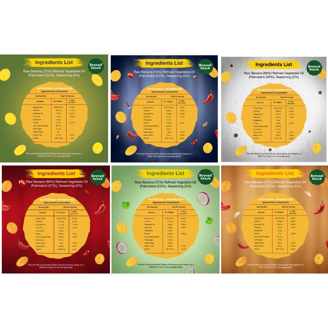 BEYOND SNACK Beyond Snack Kerala Banana Chips Thin Crunch Crispy Snacks 600g (100g*6packs) - Party Pack (600gms (Pack of 6), Combo)